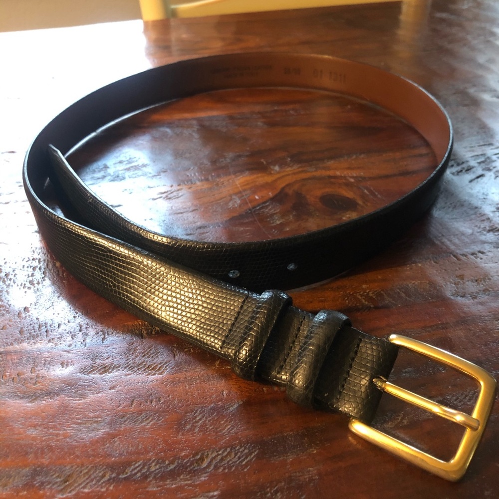 Black leather belt made in Italy